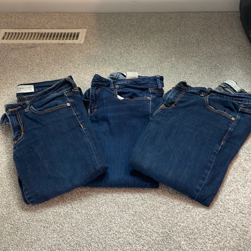 3 pairs dark Abercrombie skinny jeans all 4 longs w27 L33